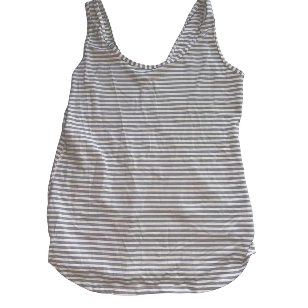 Lululemon Grey White Striped Workout Tank Top Comfort Athleisure 10